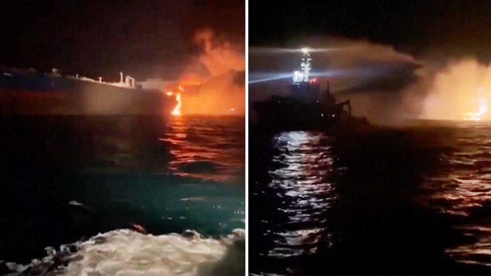 Aufnahmen zeigen Feuer auf russischen Öltankern