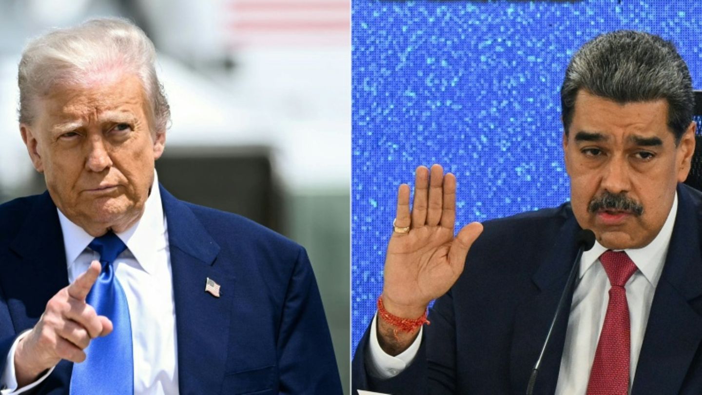 Donald Trump und Nicolás Maduro (re.)
