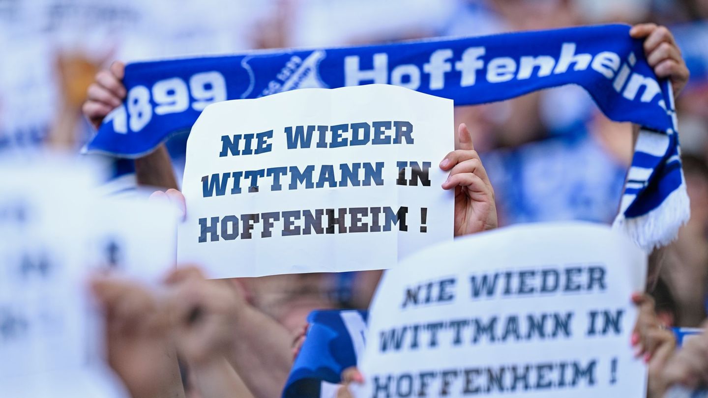 Fans der TSG Hoffenheim protestieren gegen den Einfluss von Spielerberater Roger Wittmann Foto: Uwe Anspach/dpa