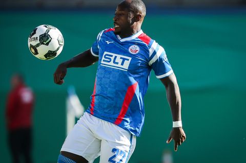 Hansa-Torschütze Christian Kinsombi. Foto: Christian Charisius/dpa