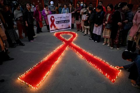Veranstaltung am Welt-Aids-Tag in Kathmandu in Nepal
