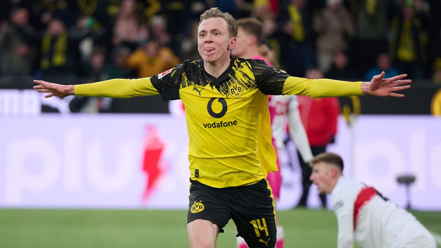 Maximilian Beier könnte im Pokal gegen Leverkusen wieder für Borussia Dortmund spielen. (Archivfoto) Foto: Bernd Thissen/dpa