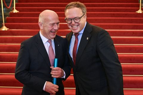 Berlins Regierender Bürgermeister Kai Wegner übernimmt den Vorsitz der MPK-Ost vom thüringischen Kollegen Mario Voigt. Foto: Jen