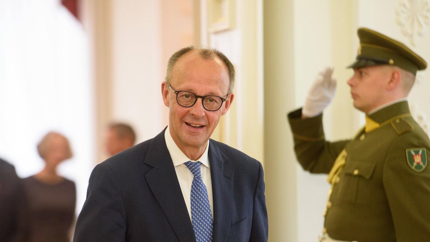 Friedrich Merz beim Besuch in Litauens Hauptstadt Vilnius im Mai 2025