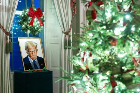 Weihnachtliches Trump-Porträt aus Legosteinen