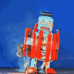 Ein Spielzeugroboter explodiert