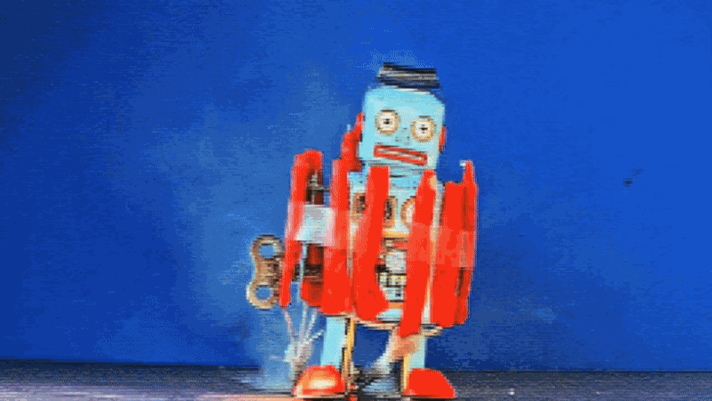 Ein Spielzeugroboter explodiert