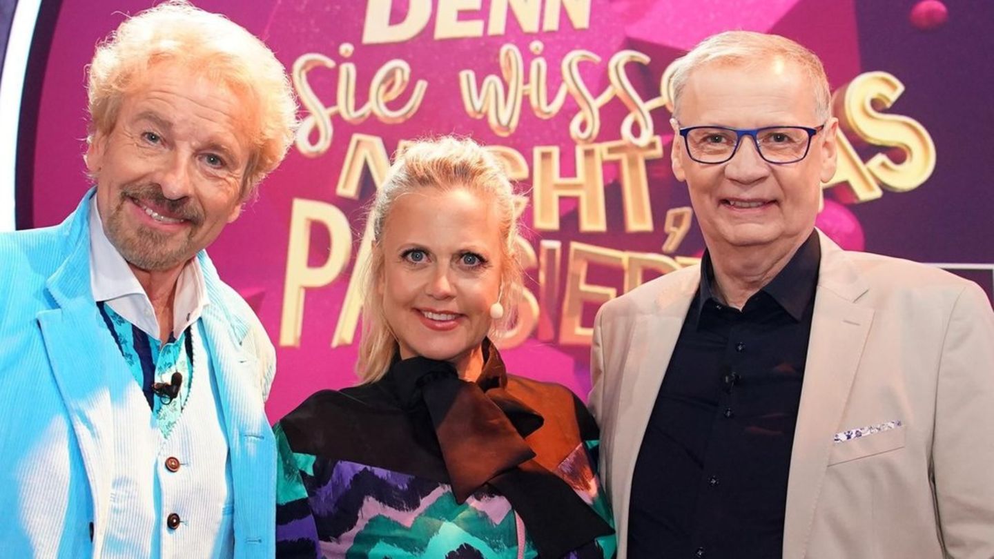 V.l.: Thomas Gottschalk, Barbara Schöneberger, und Günther Jauch bei "Denn sie wissen nicht, was passiert".