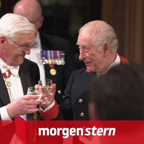 Frank-Walter Steinmeier und König Charles III. stoßen beim Gala-Dinner in Windsor Castle miteinander an