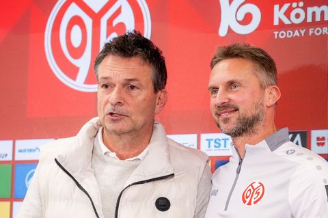 Sportvorstand Christian Heidel und Interimscoach Benjamin Hoffmann: Geht's mit Mainz nun aufwärts? Foto: Torsten Silz/dpa