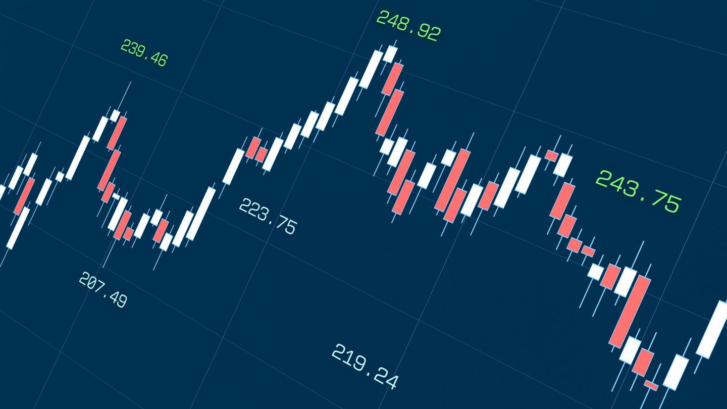 Symbolbild Festgeld vs. ETFs: Ein Bild einer Börsenkurve