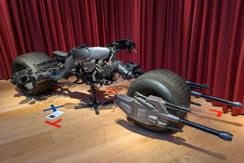 Das ikonische Motorrad von Superheld Batman aus den Filmen "The Dark Knight" und "The Dark Knight Rises". Foto: Philip Dethlefs/