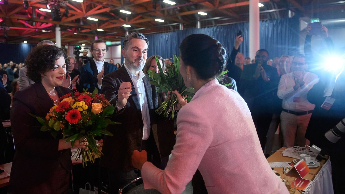 Führungswechsel beim BSW: Sahra Wagenknecht gibt den Vorsitz ab, Amira Mohamed Ali und Fabio De Masi sind gewählt. Foto: Klaus-D