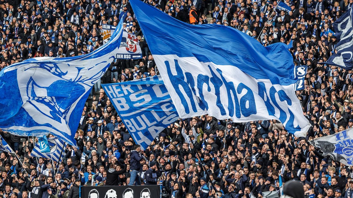 Im Fanbereich der Hertha kam es zu dem Notfall. Foto: Andreas Gora/dpa