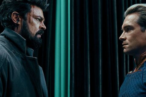 Butcher (Karl Urban, l.) und Homelander (Antony Starr) stehen vor ihrer finalen Konfrontation.