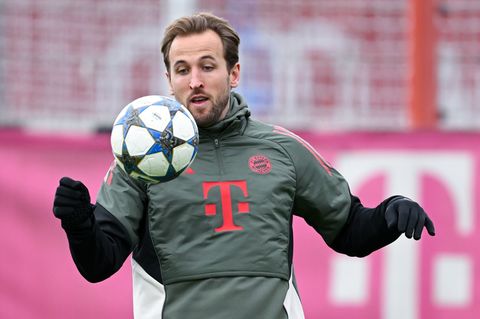 Harry Kane beim Training. Gegen Sporting wird der Torjäger wieder starten. Foto: Sven Hoppe/dpa