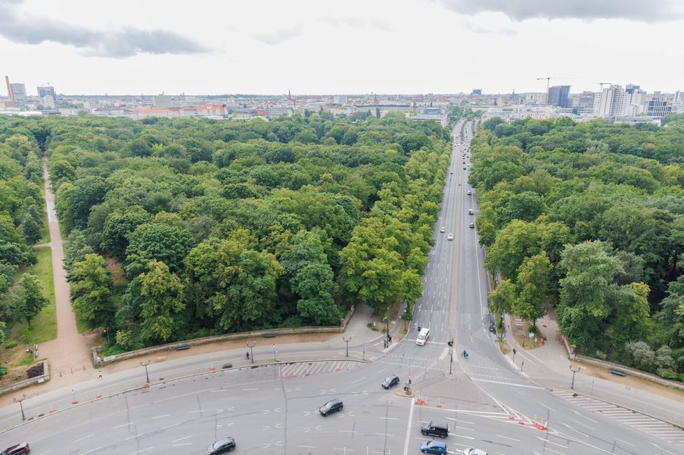 Die Hofjägerallee (rechts) zweigt vom Großen Stern ab und verläuft durch den Berliner Tiergarten