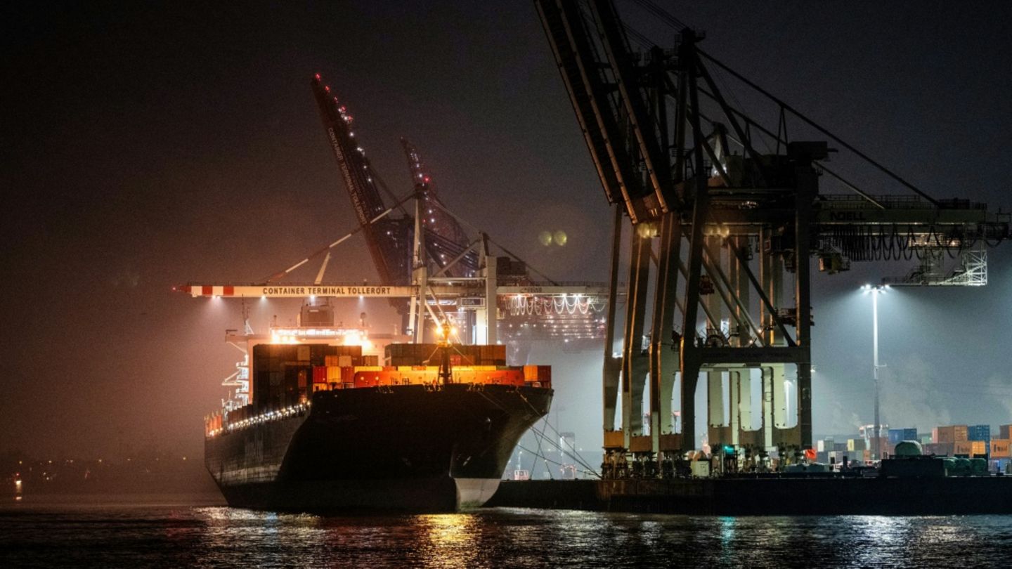 Containerschiff im Hamburger Hafen