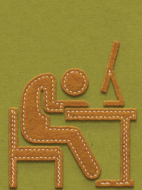 Arbeitszeitbetrug, Symbolbild: Illustration einer schlafenden Person am Schreibtisch aus Filz