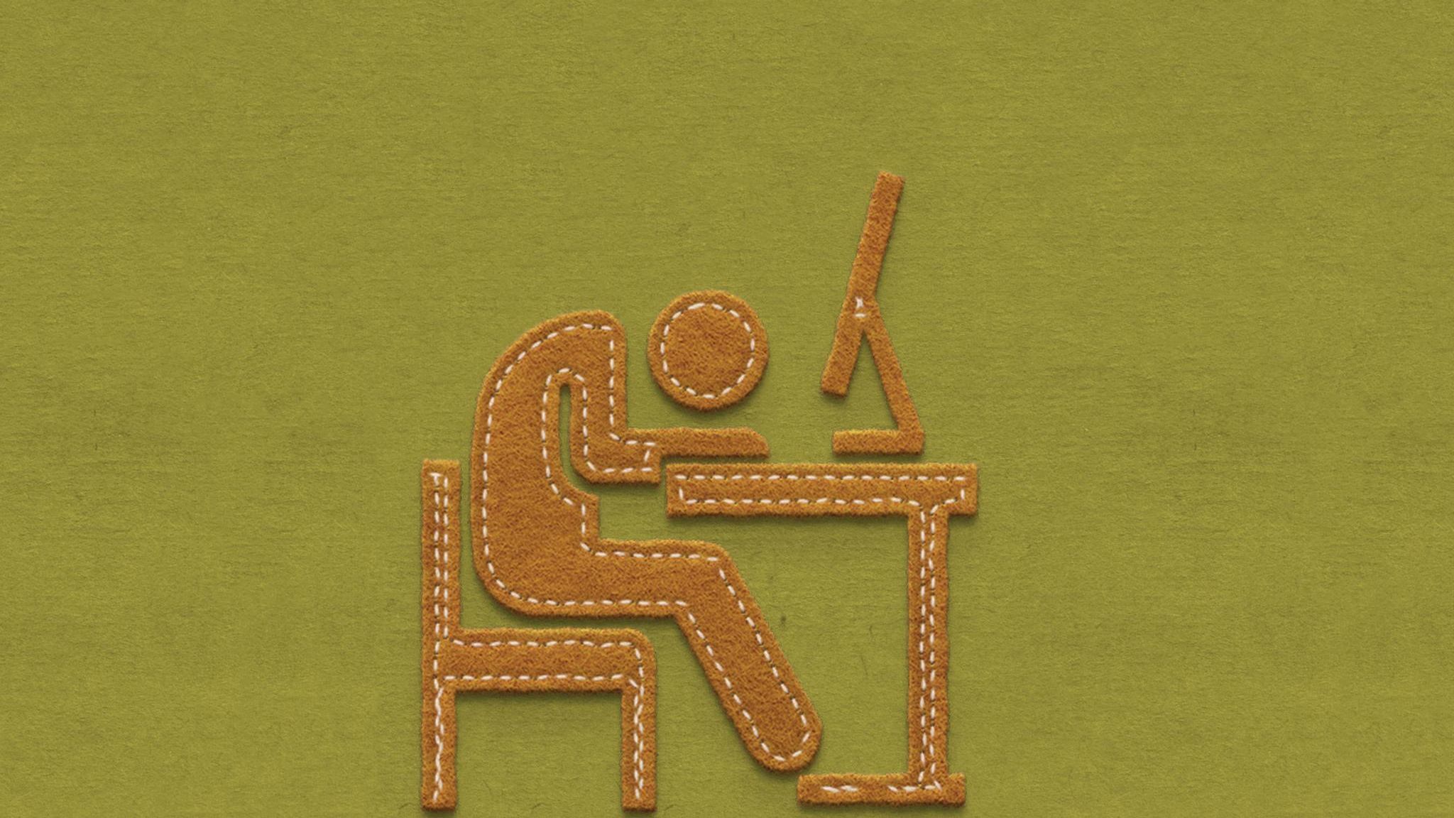 Arbeitszeitbetrug, Symbolbild: Illustration einer schlafenden Person am Schreibtisch aus Filz