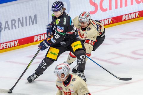 Josef Eham (r) bleibt ein Ice Tiger. Foto: Andreas Gora/dpa