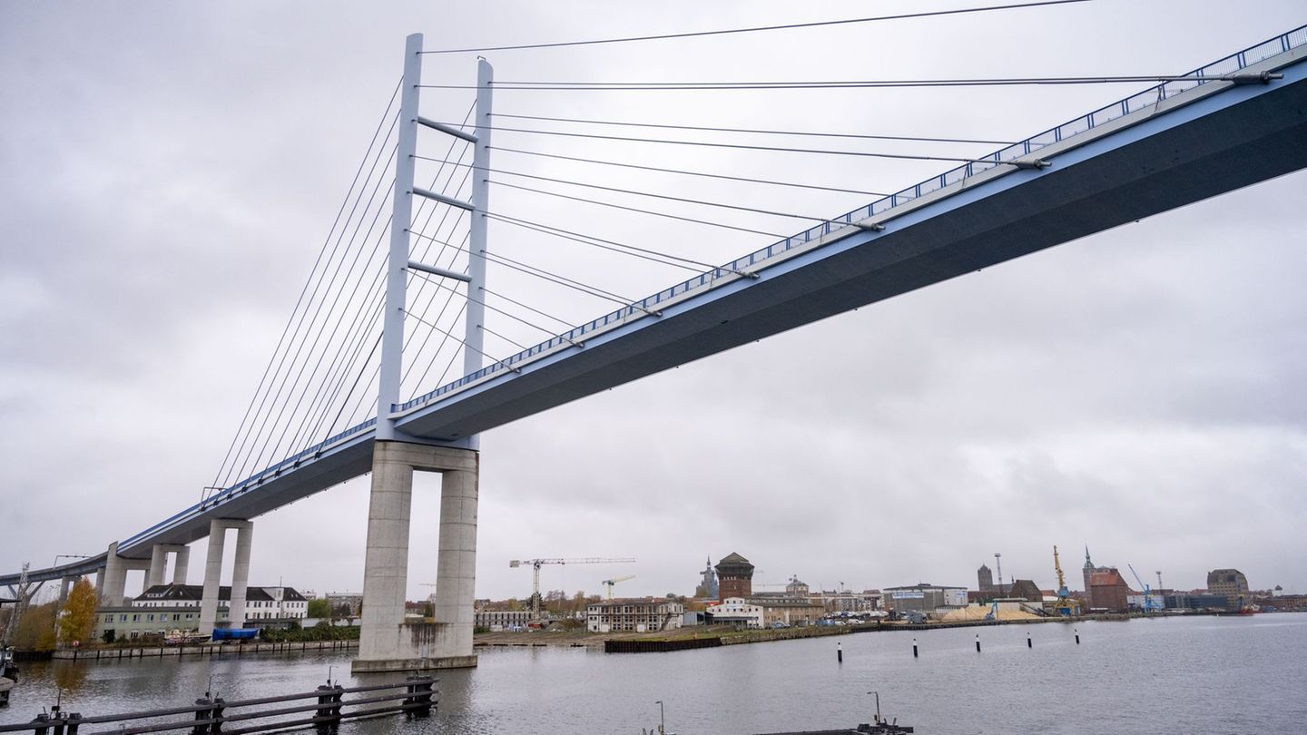 Die Rügenbrücke ist wegen eines Unfalls zeitiweise gesperrt worden. (Archivbild) Foto: Stefan Sauer/dpa