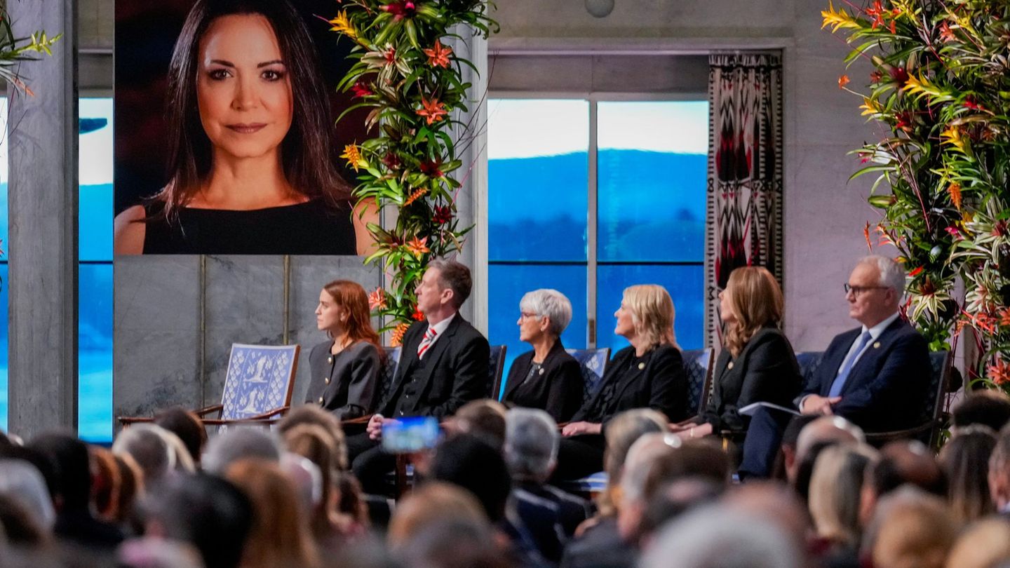 Machado selbst fehlte bei der Zeremonie, wurde jedoch zu einem späteren Zeitpunkt in Oslo erwartet. Foto: Ole Berg-Rusten/NTB Sc