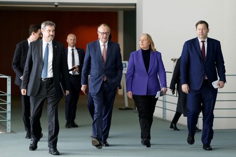 Koalitionsspitzen Söder, Merz, Bas und Klingbeil