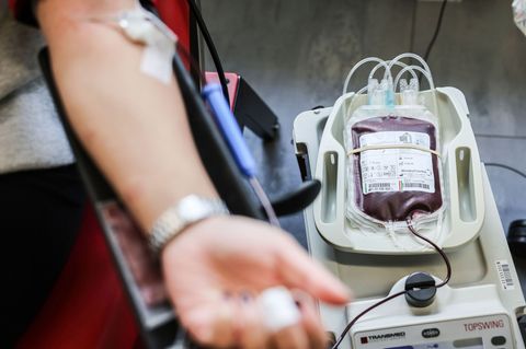 In diesem Jahr wurde in NRW rund 550.000 Mal Blut gespendet. (Symbolbild) Foto: Oliver Berg/dpa
