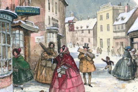 Schnell noch Geschenke besorgen: Seit dem 17. Jahrhundert shoppen Menschen in Europa in Geschäftsstraßen. Weihnachtsshopping aber wird erst zwei Jahrhunderte später eine große Sache 