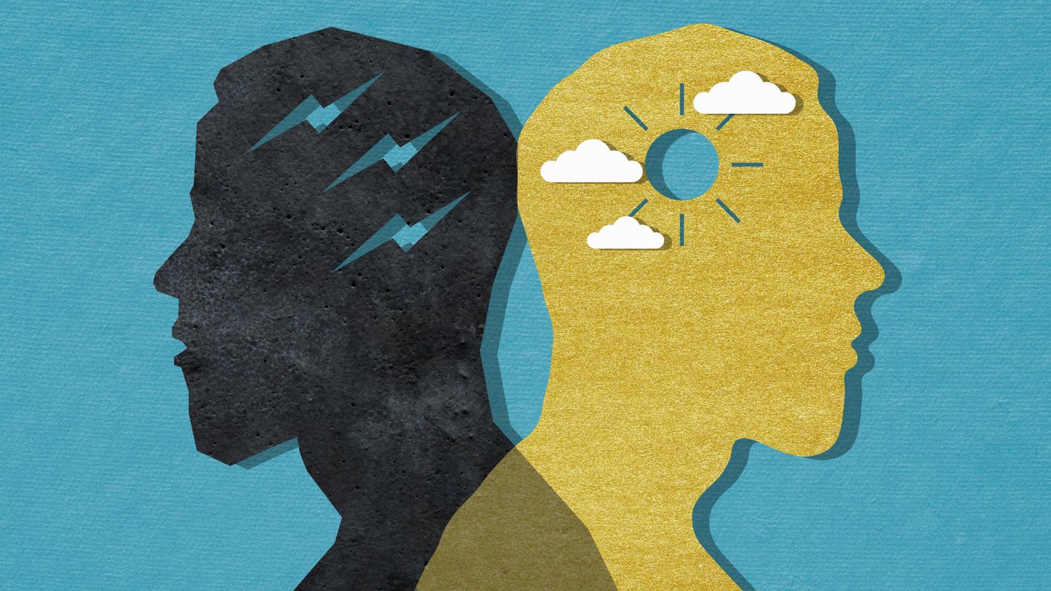Symbolbild Erfahrungen Onkologin: Illustration eines Mannes im Profil mit zwei verschiedenen Geisteszuständen