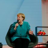 Die sichtlich gutgelaunte Bundeskanzlerin a. D. Angela Merkel stellte sich den Fragen