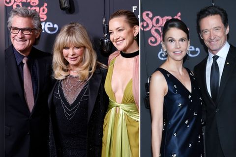 Kurt Russell, Goldie Hawn und Kate Hudson sowie Sutton Foster und Hugh Jackman (v.l.) posierten für die Fotografen.