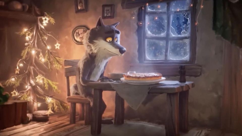 Einsamer Wolf am Weihnachtsabend