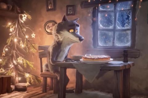 Einsamer Wolf am Weihnachtsabend