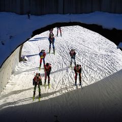 In Hochfilzen fand das zweite Staffelrennen des Olympia-Winters statt. Foto: Matthias Schrader/AP/dpa