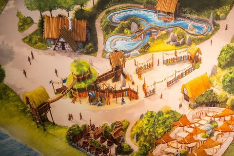 Eine Karte des neuen Themenbereichs "Idefix' Abenteuerland" im Belantis-Freizeitpark.