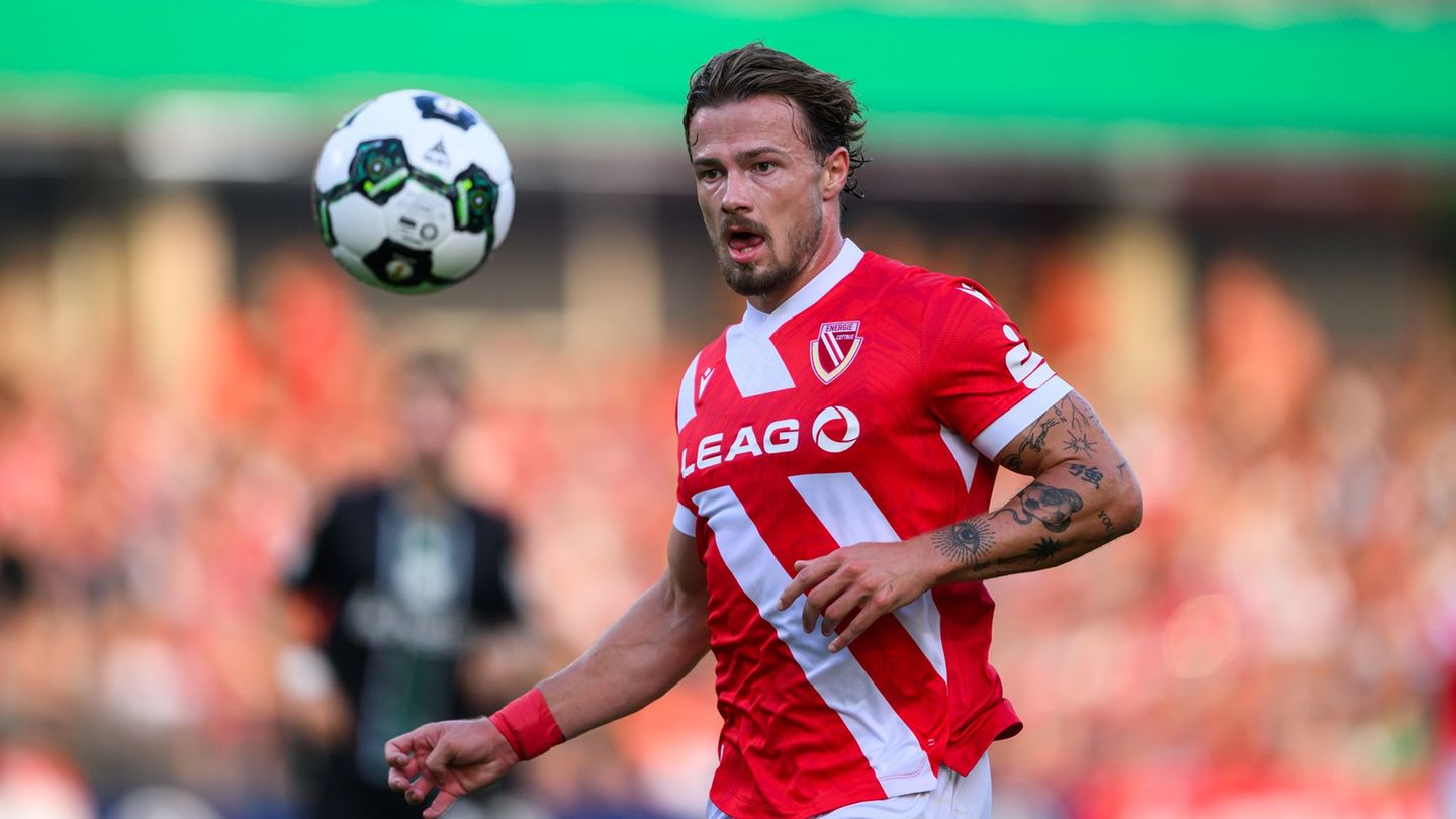 Henry Rorig gelang in Unterzahl der Treffer für Energie Cottbus (Archivbild) Foto: Robert Michael/dpa