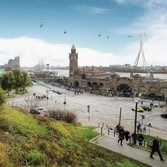 2014 geplante Seilbahn in Hamburg über der Elbe