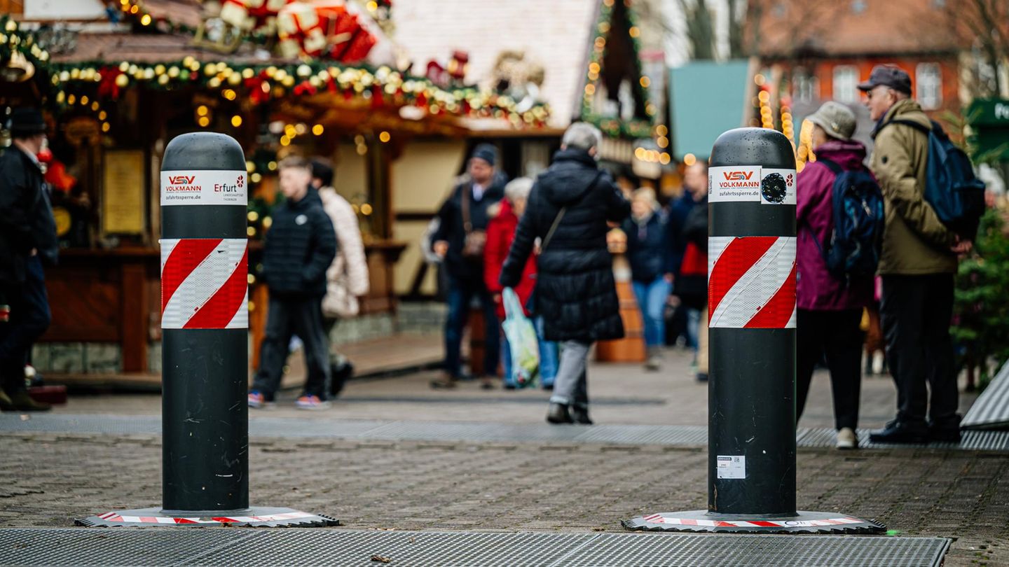 Besinnlich sieht so mancher Weihnachtsmarkt erst auf den zweiten Blick aus. Wie hier in Erfurt säumen Fahrzeugsperren die Veranstaltungsorte – aber bringen die überhaupt etwas?