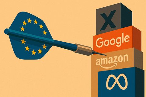 Illustration: Europa und Google, Amazon, Meta