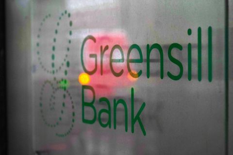 Firmenschild der Greensill Bank in Bremen im Jahr 2021