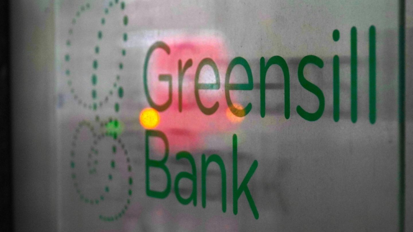Firmenschild der Greensill Bank in Bremen im Jahr 2021