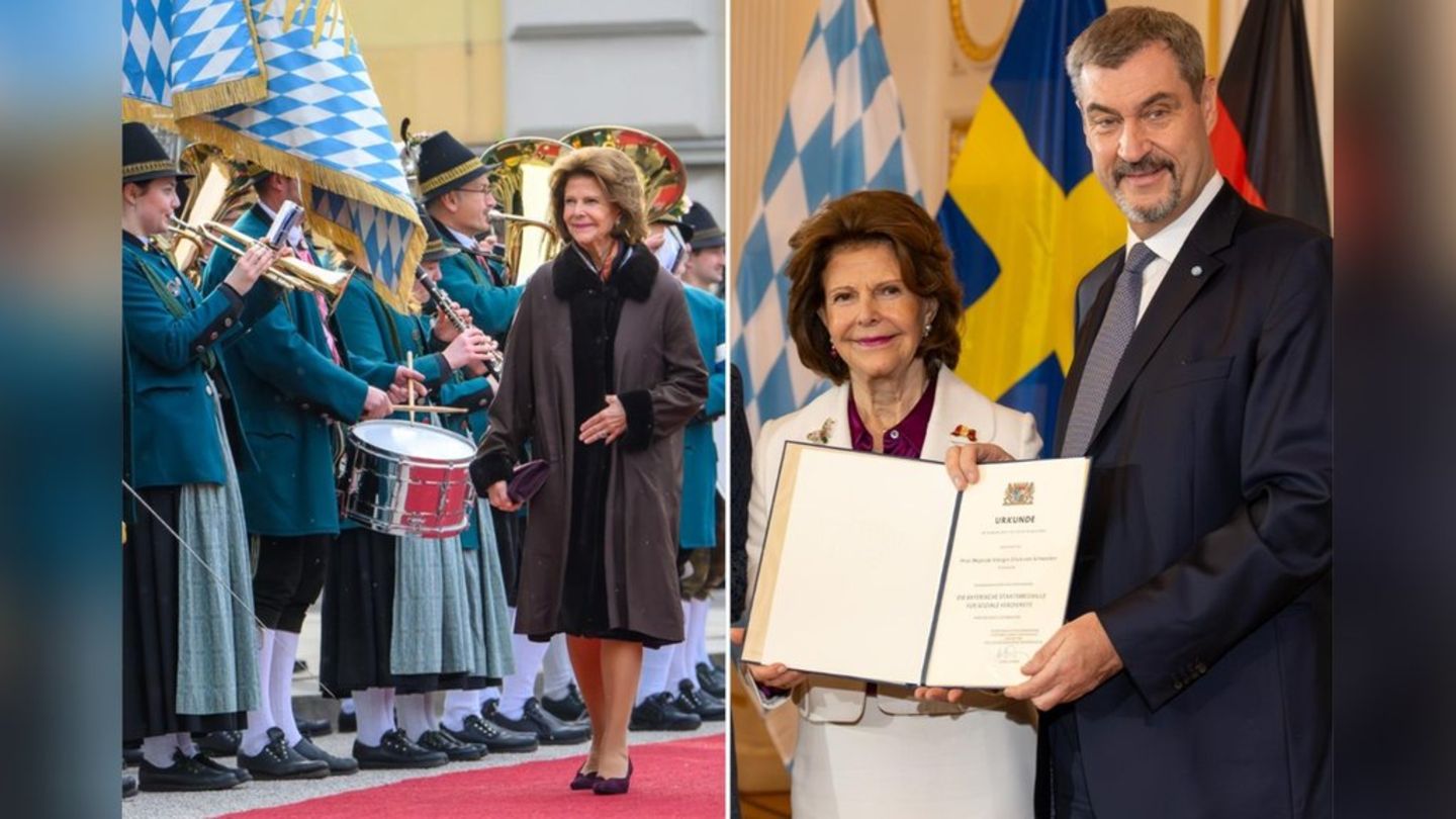 Königin Silvia von Schweden wurde von Ministerpräsident Söder am Mittwoch die Bayerische Staatsmedaille verliehen.
