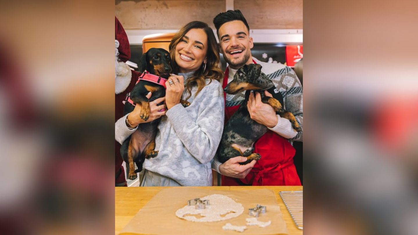 Jana Ina und Stefano Zarrella strahlen mit ihren Hunden bei einer besonderen Backaktion.