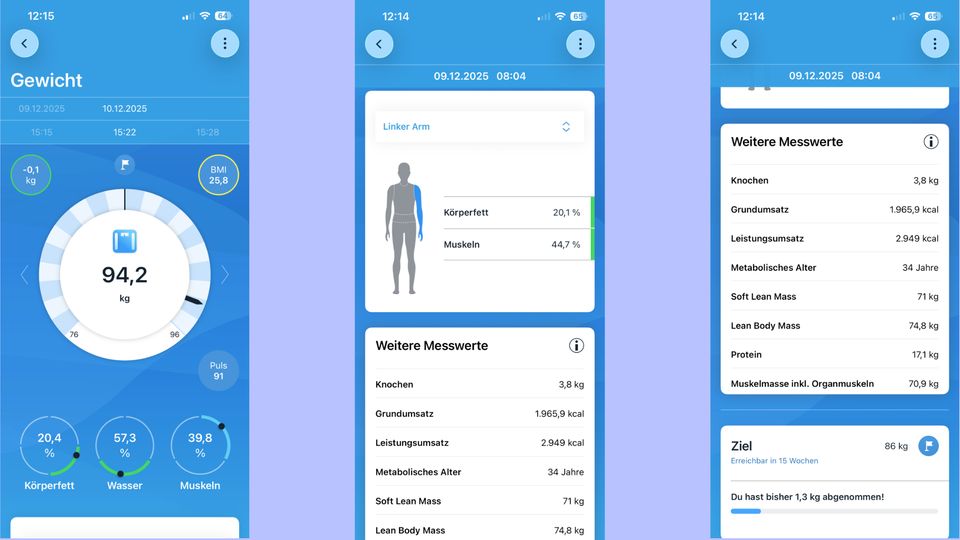 Die Oberfläche der Beurer-App