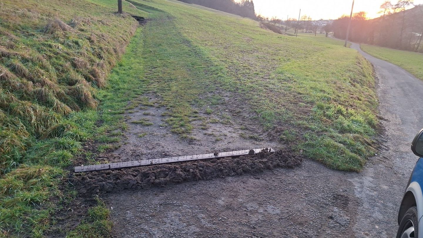 Das Nagelbrett war in Erde verbuddelt Foto: -/Polizeipräsidium Heilbronn/dpa