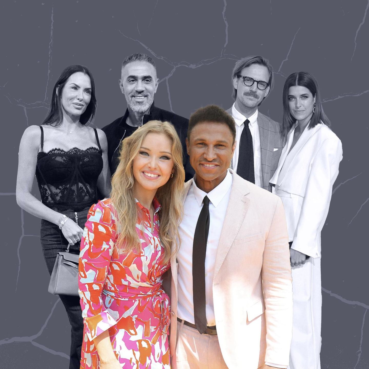 Patrice und Daniel Aminati, Bushido mit Ehefrau Maria, Marie Nasemann und Sebastian Tigges