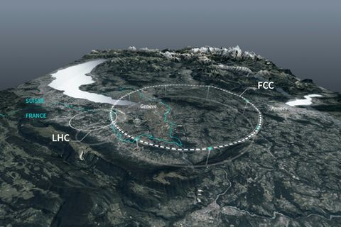 Ein Modell des Future Circular Collider (FCC)