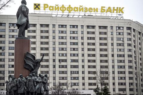 Raiffeisen-Logo in Moskau